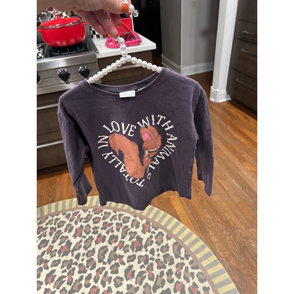Zara long sleeve animal shirt girls 3-4